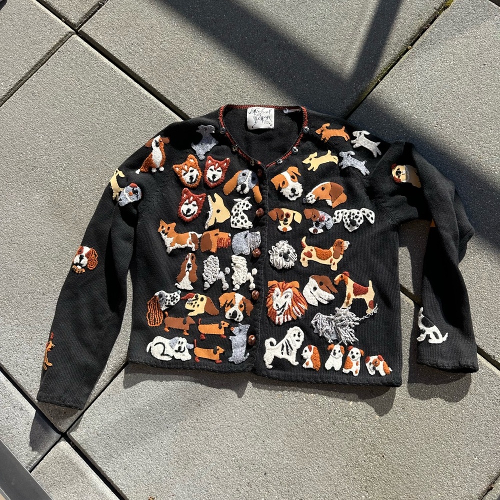 Michael Simon Vintage 1990s Dog Cardigan - Picture 4 of 15